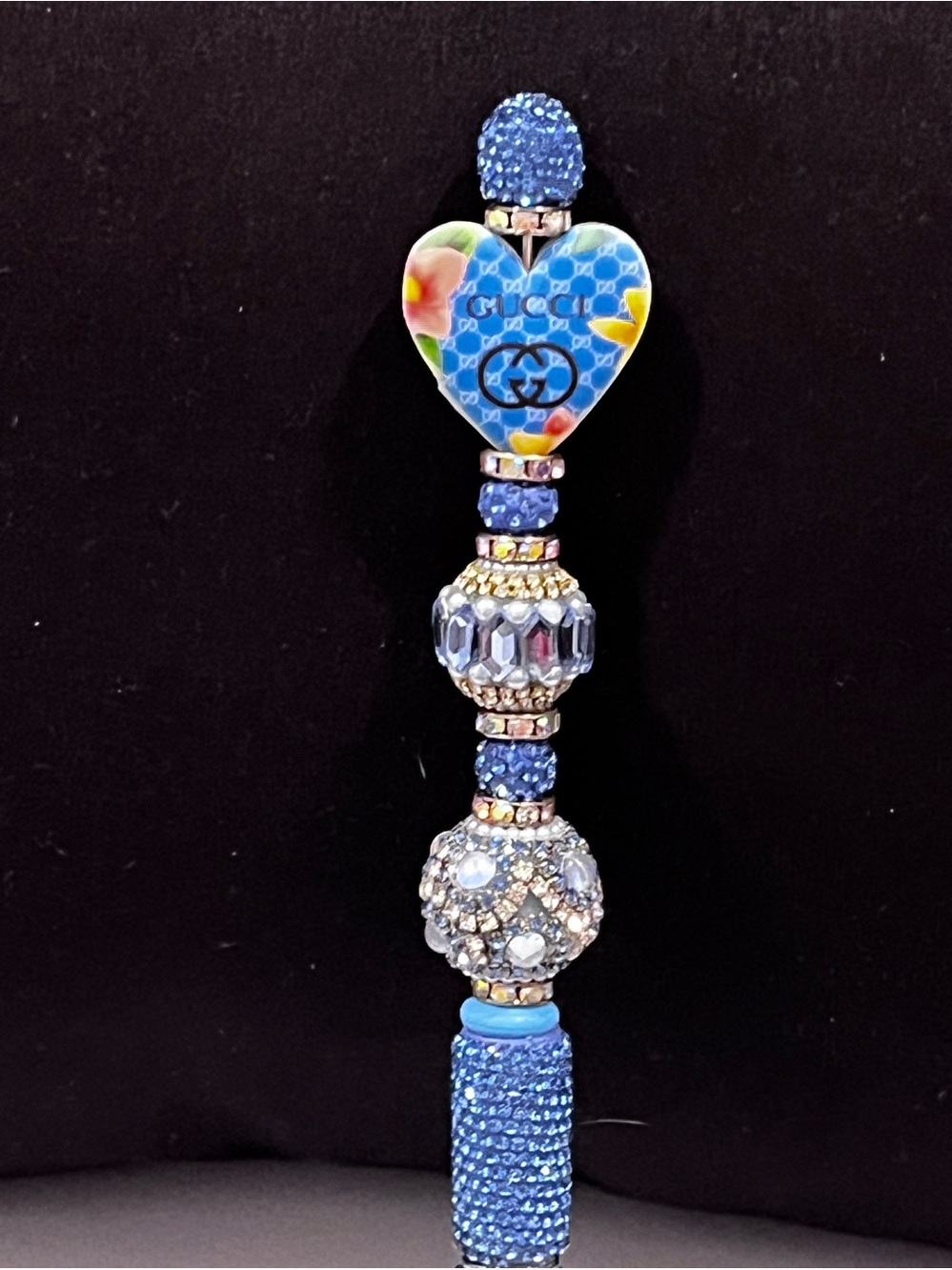 Rare Fashion designer heart silicone focal fancy beaded pen